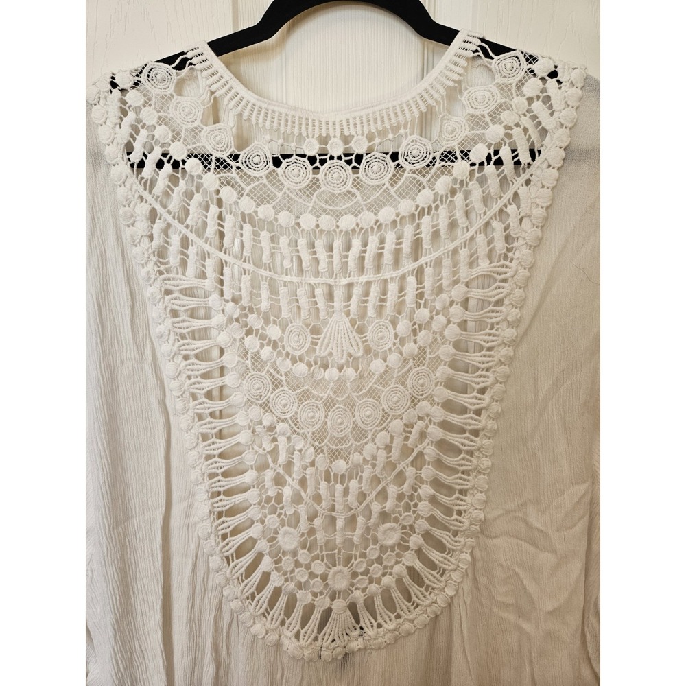 NWOT Torrid White Kimono Crochet Back LS Open Front Cover-Up Cardigan, 5X - Picture 3 of 5
